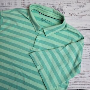 Under Armour Heat Gear 2XL XXL Short Sleeve Striped Shirt‎ Golf Polo Green Loose
